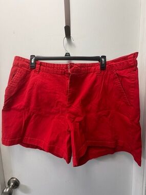 Lane Bryant Bright Red Cotton Bermuda Shorts